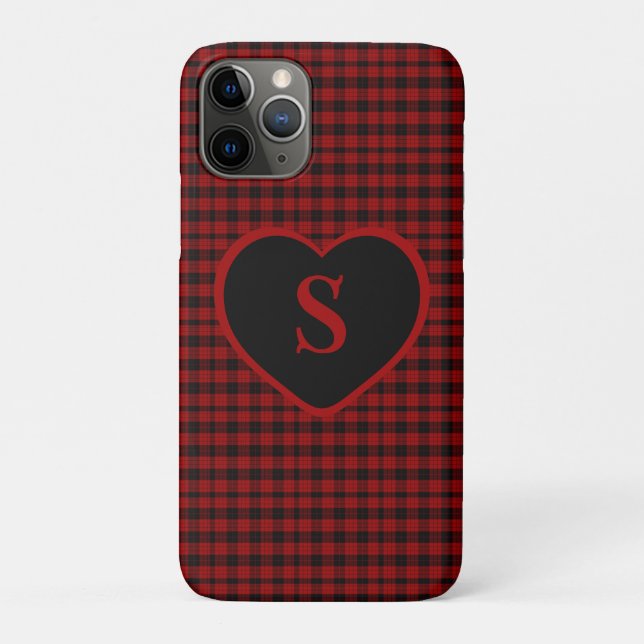 Checkered Monogram Christmas Red Buffalo Plaid Case-Mate iPhone Case (Back)