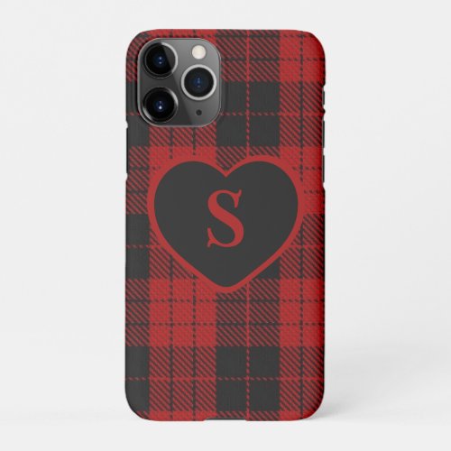 Checkered Monogram Christmas Red Buffalo Plaid iPhone 11Pro Case