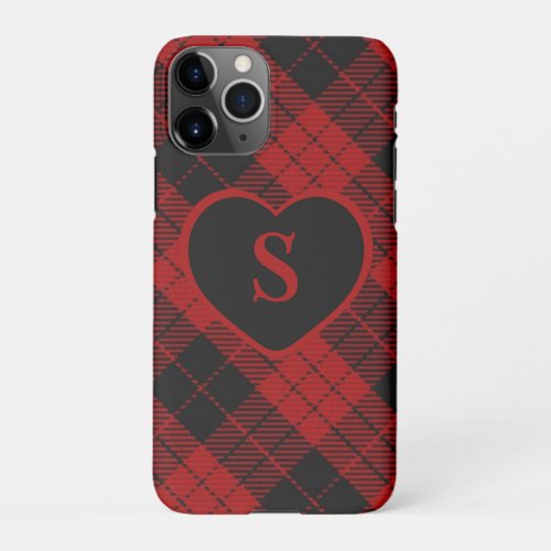 Checkered Monogram Christmas Red Buffalo Plaid iPhone 11Pro Case