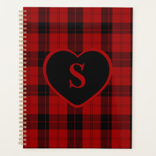 Checkered Monogram Christmas Red Buffalo Plaid Planner