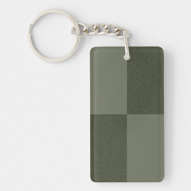 Checkered Moss Green Acrylic Keychain – Customize (Front)