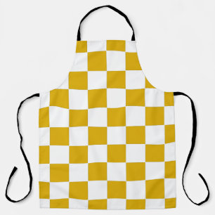 Checkered mustard yellow and White Apron