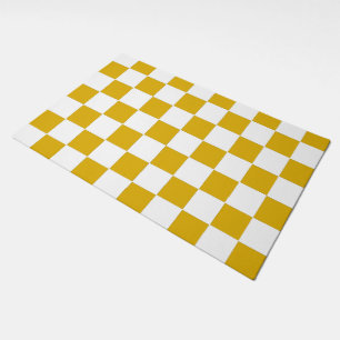 Checkered mustard yellow and White Doormat