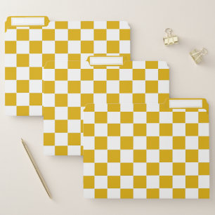 Checkered mustard yellow and White File Folder