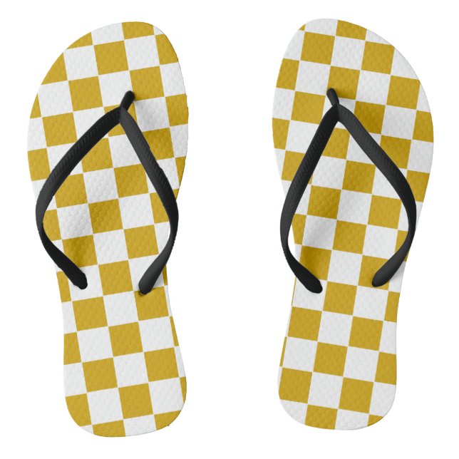 Checkered mustard yellow and White Flip Flops (Footbed)