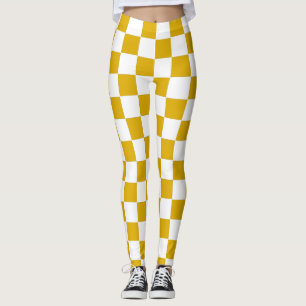 Checkered mustard yellow and White Leggings