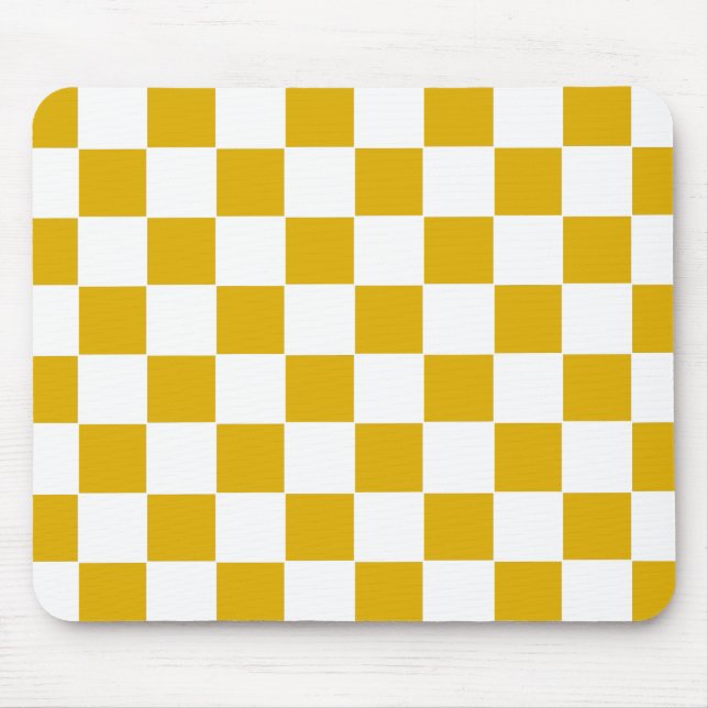 Checkered mustard yellow and White Mouse Pad (Front)