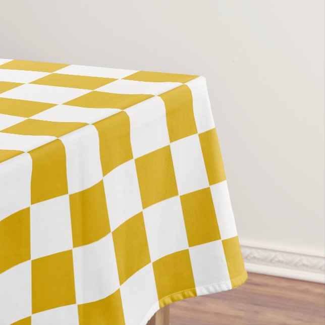 Checkered mustard yellow and White Tablecloth (In Situ)