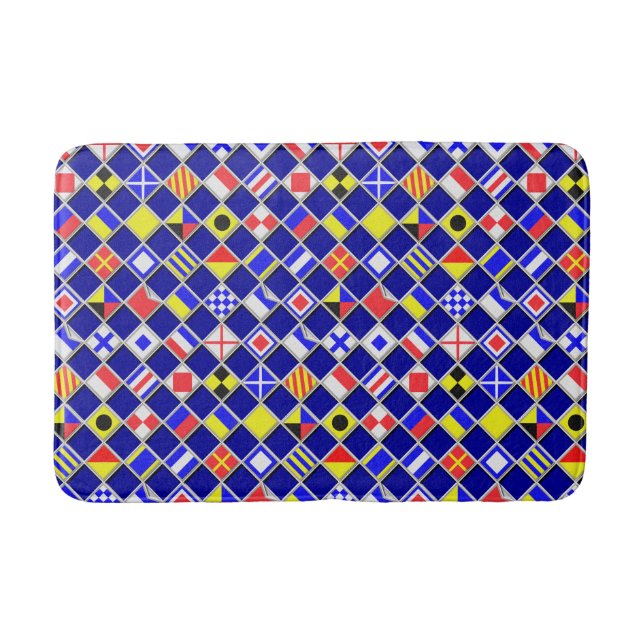 Checkered Nautical Flags Bathroom Mat (Front)