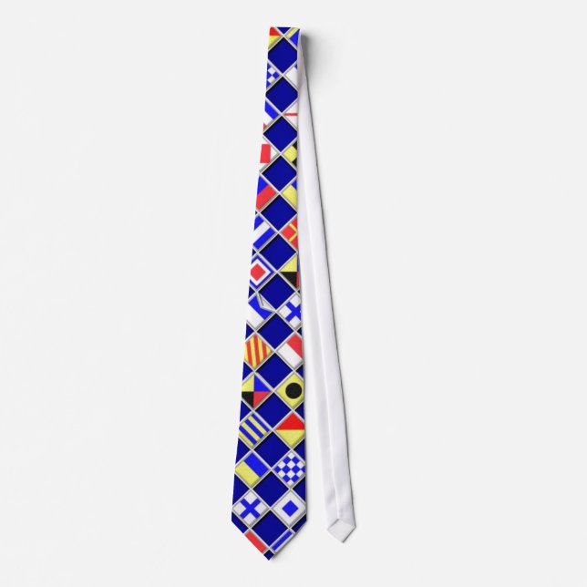 Checkered Nautical Flags Pattern Decor Neck Tie (Front)