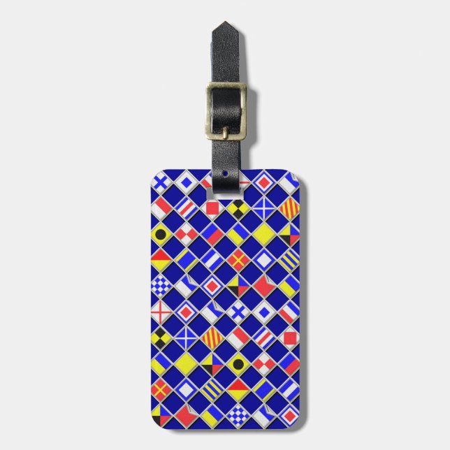 Checkered Nautical Signal Flags Luggage Tag (Front Vertical)