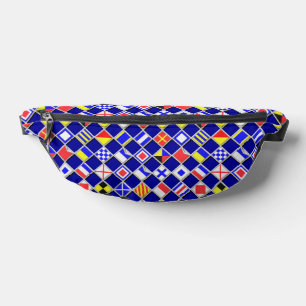 Checkered Nautical Signal Flags Navy Blue Fanny Pack