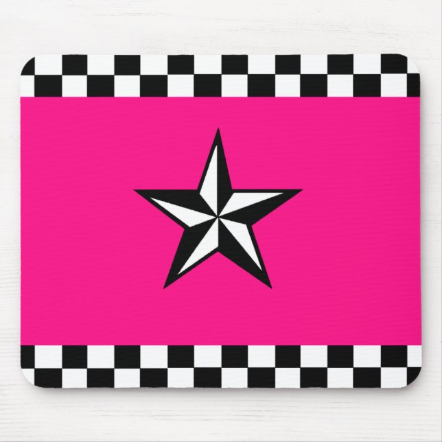 Checkered Nautical Star Mousepad (Front)