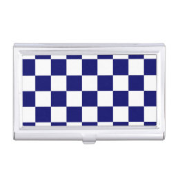 Checkered Navy and White Business Card Holder