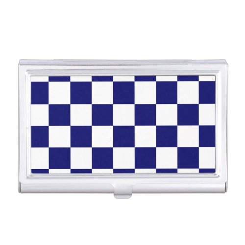 Checkered Navy and White Business Card Holder