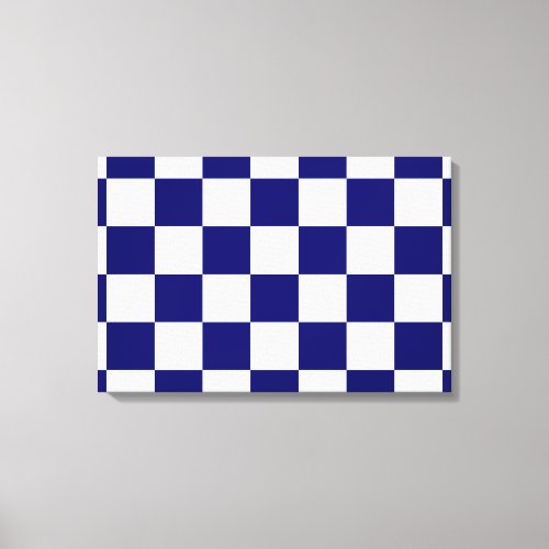 Checkered Navy and White Canvas Print