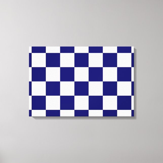 Checkered Navy and White Canvas Print (Front)
