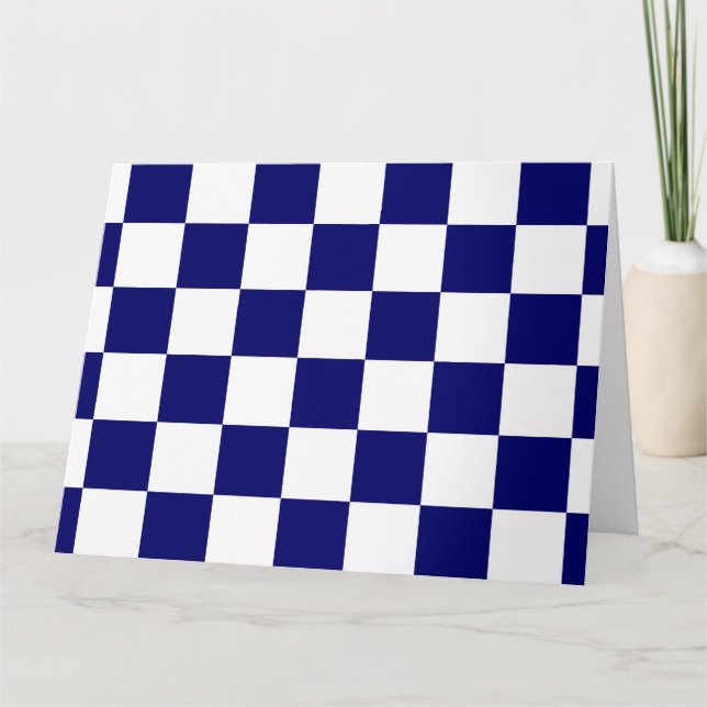 Checkered Navy and White Card (Front)