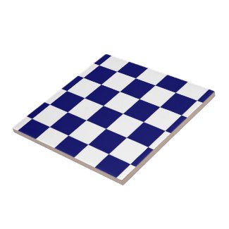 Checkered Navy and White Ceramic Tile