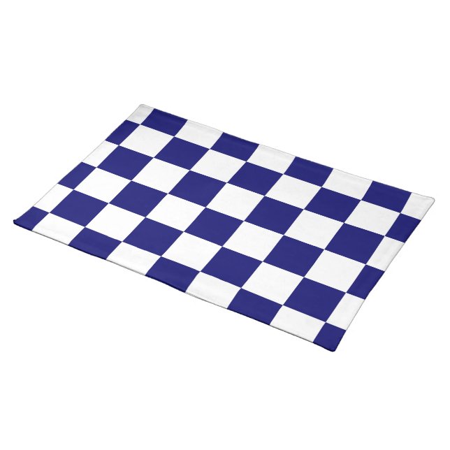 Checkered Navy and White Cloth Placemat (On Table)