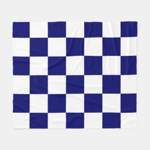 Checkered Navy and White Fleece Blanket