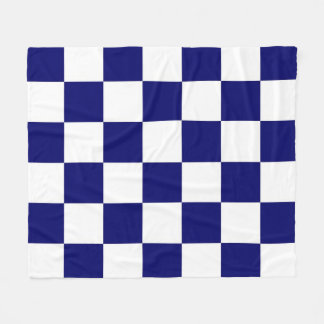 Checkered Navy and White Fleece Blanket