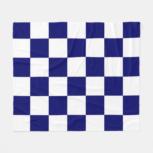 Checkered Navy and White Fleece Blanket