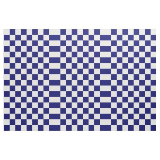 Checkered Navy and White Geometric Fabric