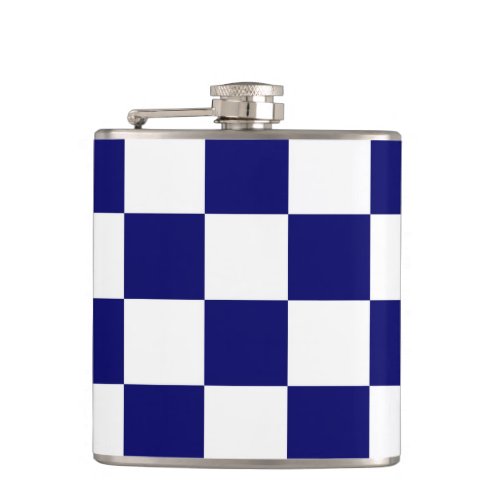 Checkered Navy and White Hip Flask