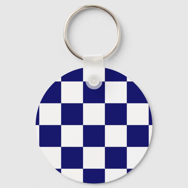 Checkered Navy and White Keychain (Front)