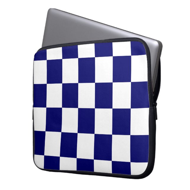Checkered Navy and White Laptop Sleeve (Front Left)