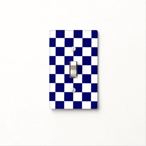Checkered Navy and White Light Switch Cover