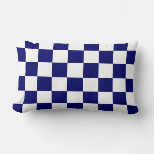 Checkered Navy and White Lumbar Pillow