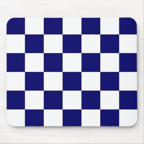 Checkered Navy and White Mouse Pad