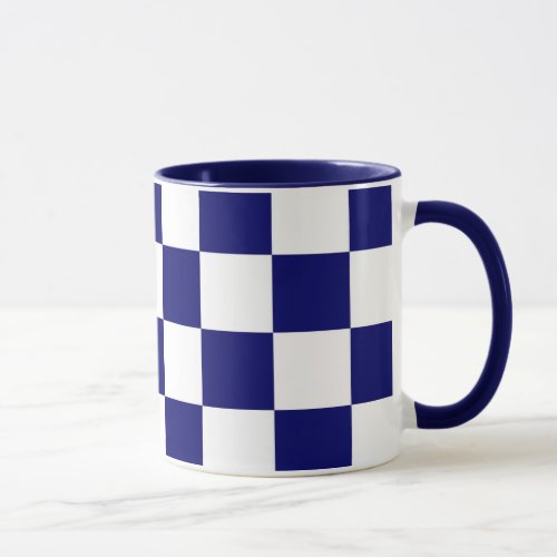 Checkered Navy and White Mug