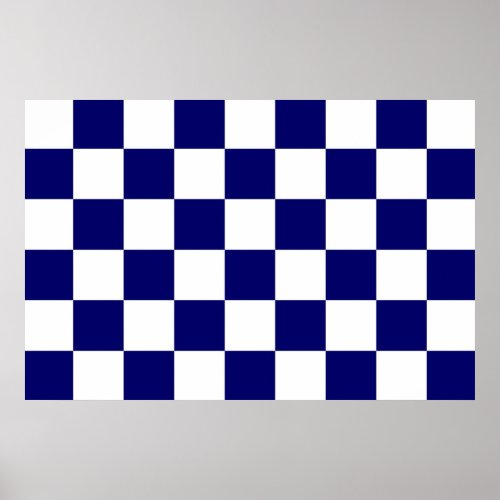 Checkered Navy and White Poster