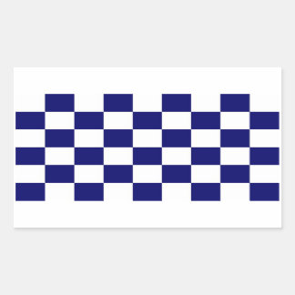 Checkered Navy and White Rectangular Sticker