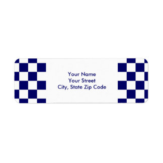 Checkered Navy and White return address label