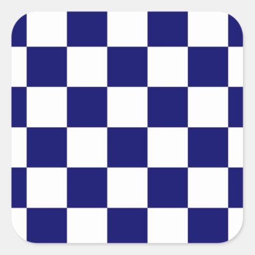 Checkered Navy and White Square Sticker