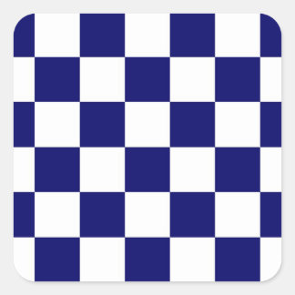 Checkered Navy and White Square Sticker