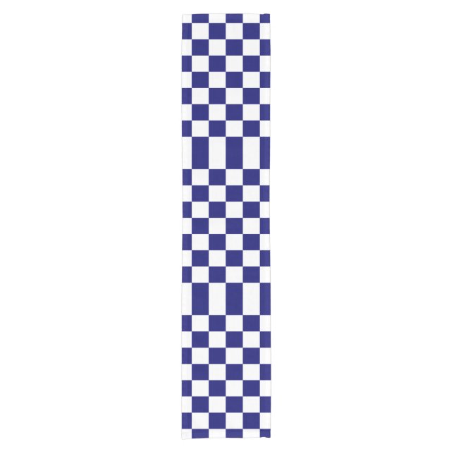 Checkered Navy and White Table Runner (Front)
