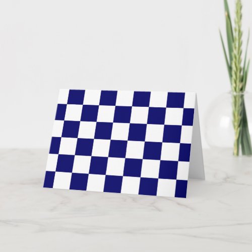 Checkered Navy and White Thank You Card