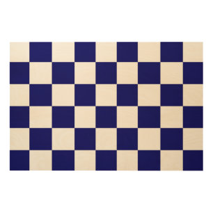 Checkered Navy and White Wood Wall Decor
