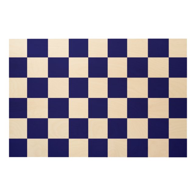 Checkered Navy and White Wood Wall Decor (Front)