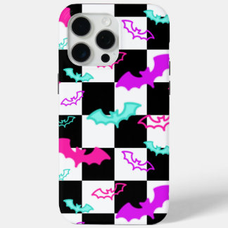 Checkered Neon Bats iPhone 15 Pro Max Case