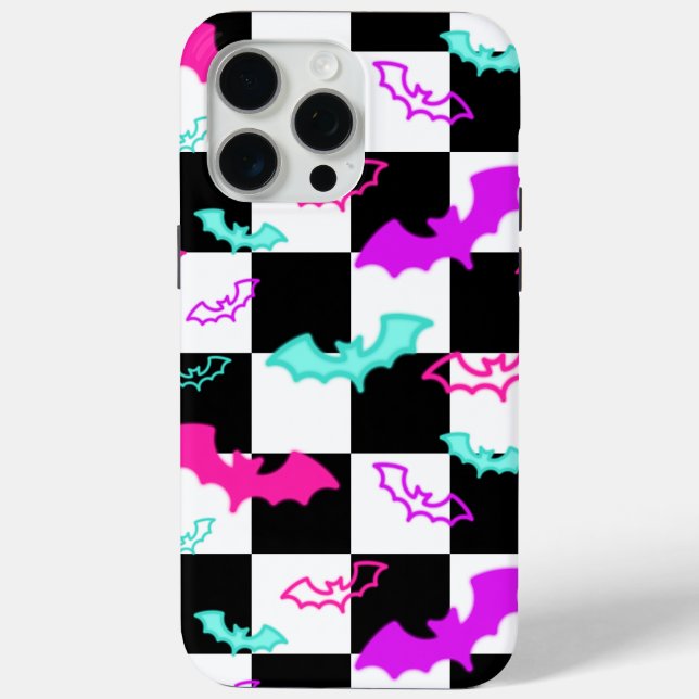 Checkered Neon Bats  Case-Mate iPhone Case (Back)