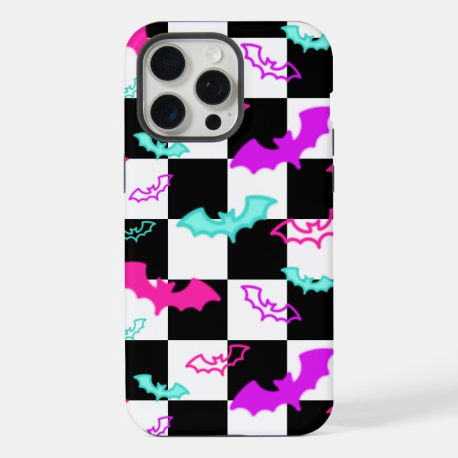 Checkered Neon Bats  Iphone Case (Back)