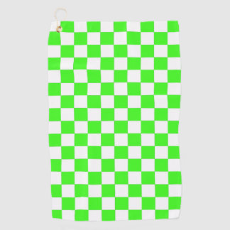 Checkered Neon Green and White  Golf Towel