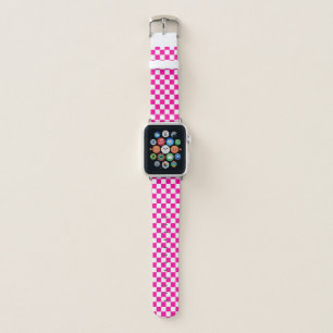 Checkered Neon Pink and White  Apple Watch Band