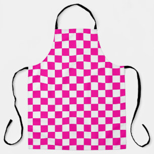 Checkered Neon Pink and White Apron